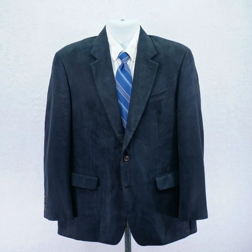 Chaps Polyester‎ Suede Lined Black 2 Button Blazer 40R
